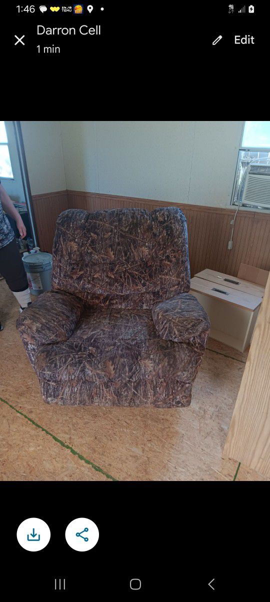 Extra large camo recliner Reduced For Quick Sale.