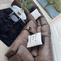 Brown Recliner Sectional Couch 