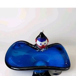 Murano Style Glass Clown Candy - Trinket Dish