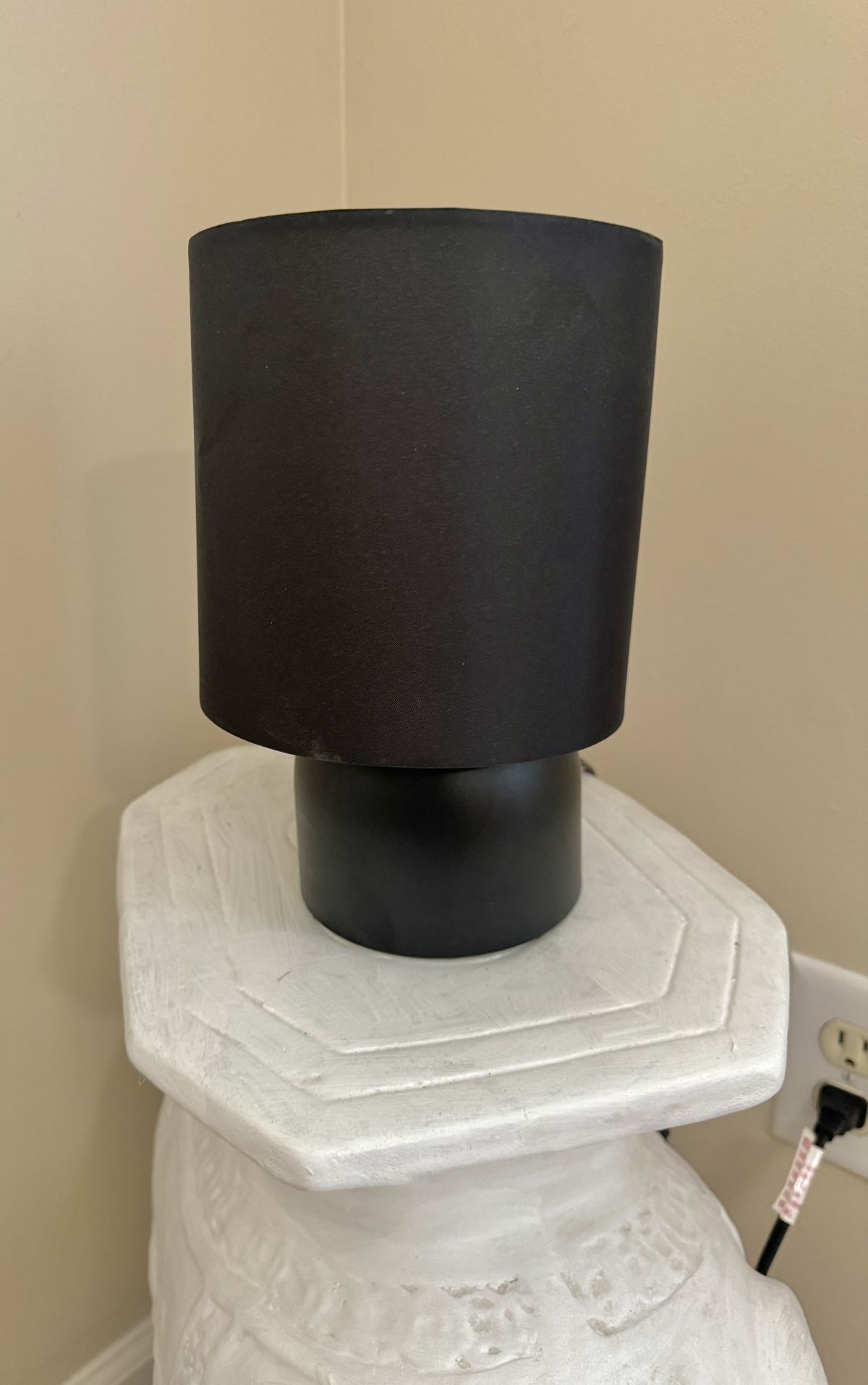 Modern style Sunbeam brand Table Lamp w/ Black Fabric Shade Led Bulb incl. On/Off Switch on cord.