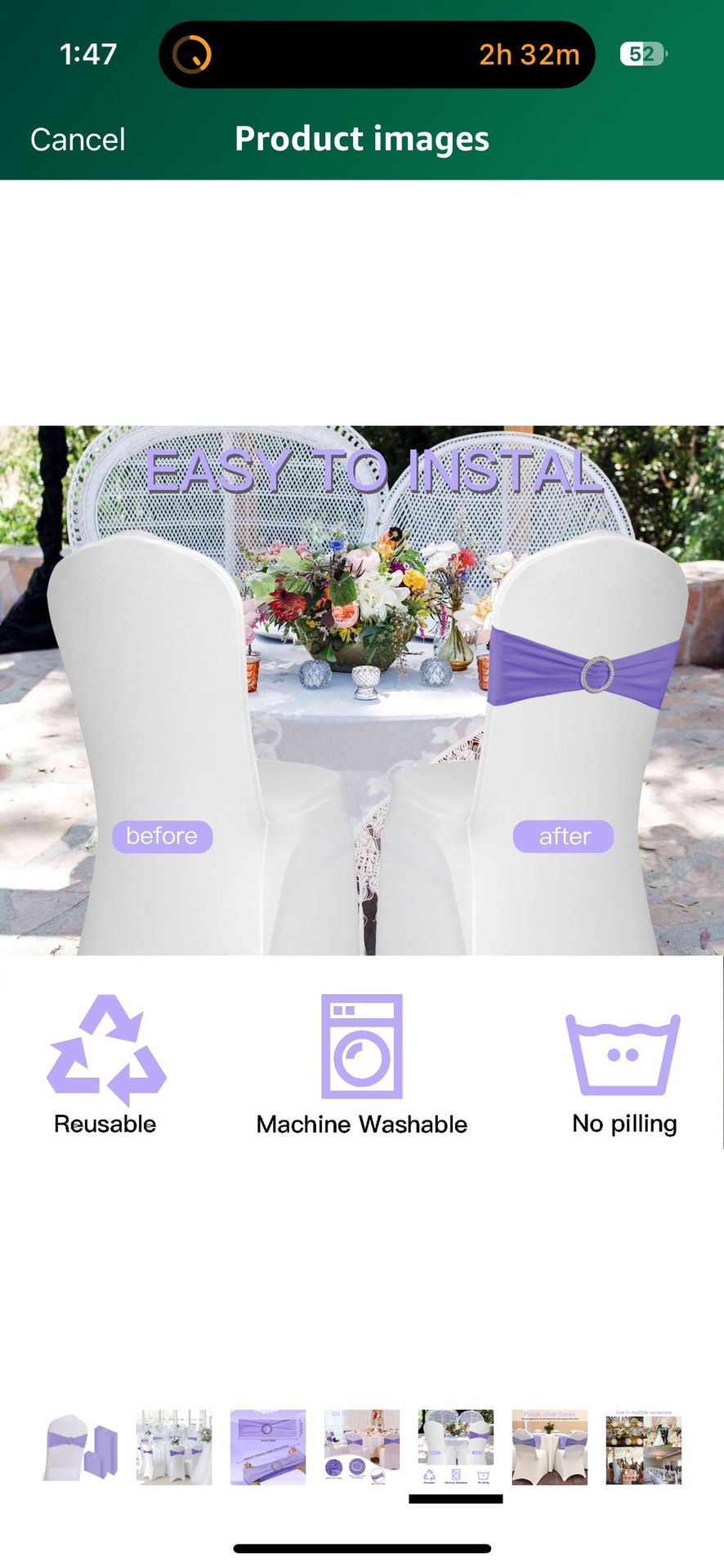 200 Spandex Chair Sashes Lavender