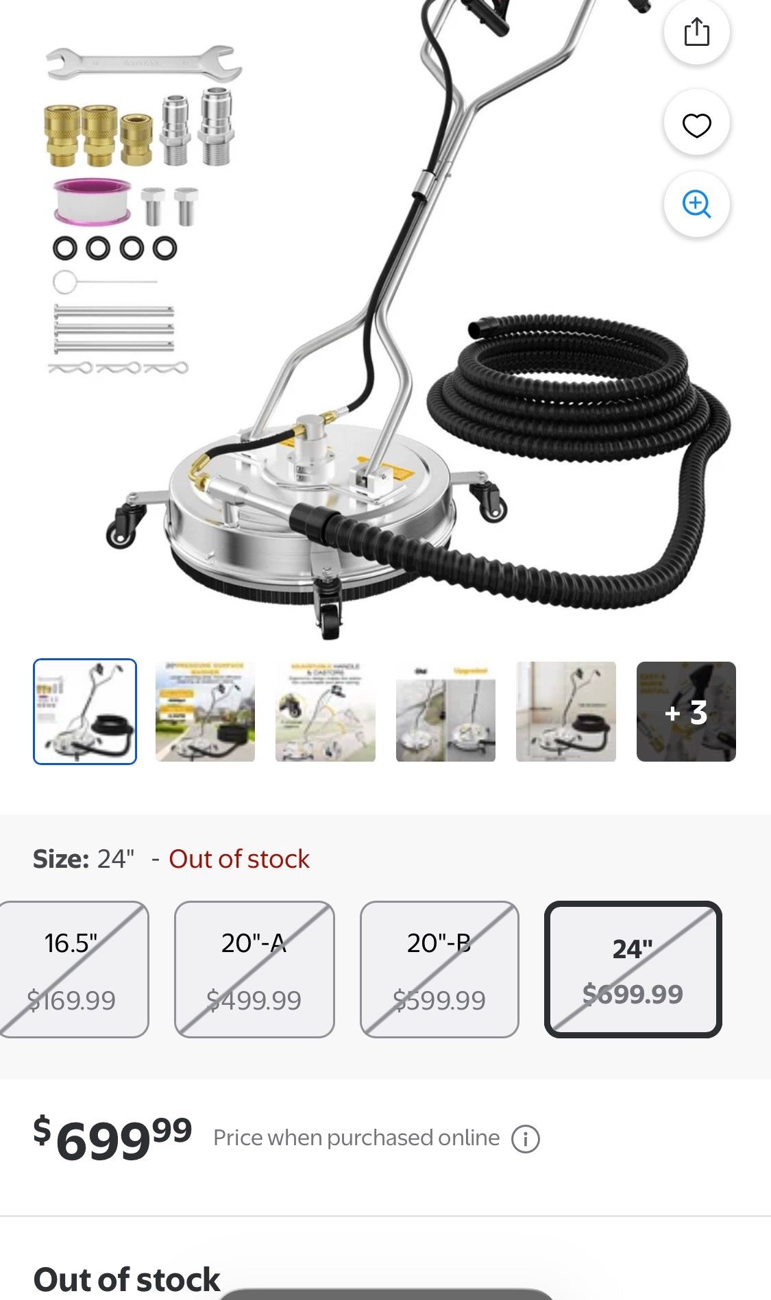 Eveage pressure washer 20inch surface cleaner, built in water recovery