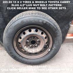 205 65 15 X 2 Tires & Wheels Off Toyota Camry With 5lug 4.5" Lug Nut Bolt Pattern.