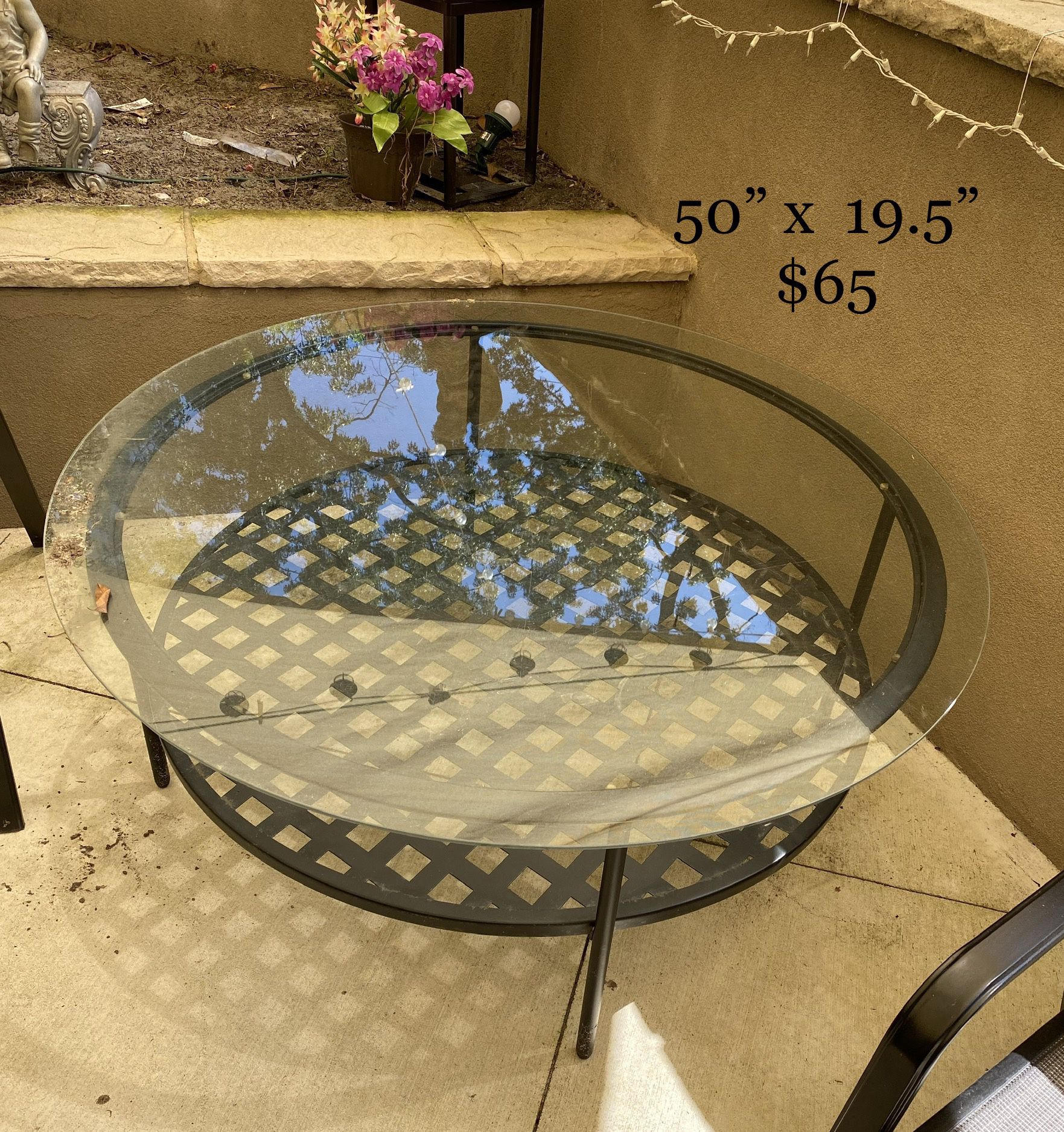 Large outside table 50”. $65