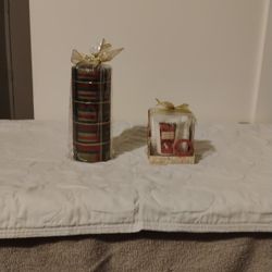 Foot Lotion Sock Set And Tall Christmas Candle 
