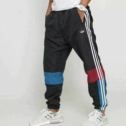 Adidas Original , Pants Windbreaker , New Color Black With Sky blue And Red