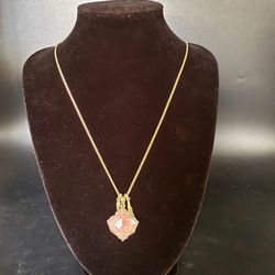 Vintage Gold Etch Frame Large/Long Pendant Necklace 