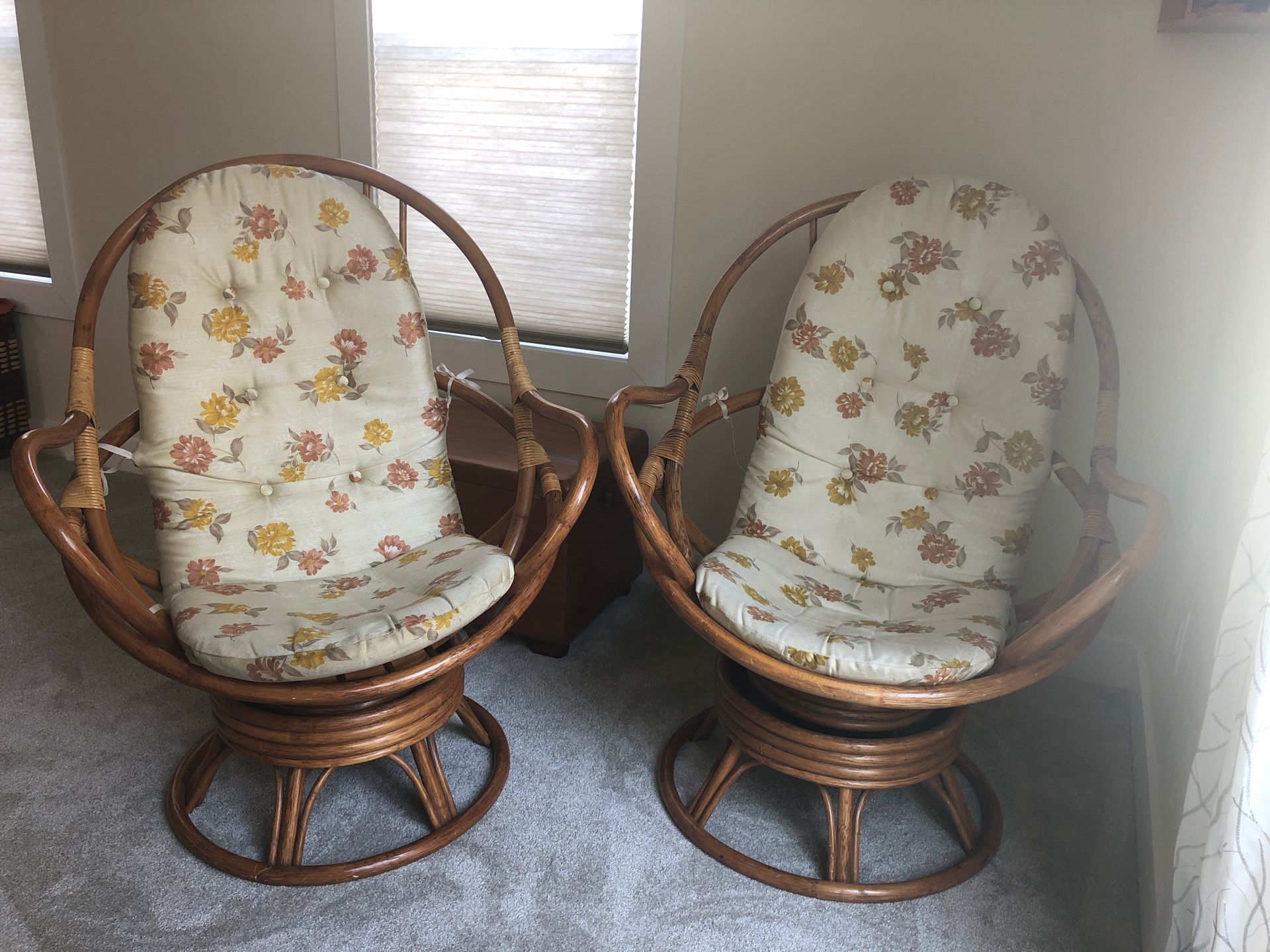 Vintage Papasan Swivel Chairs