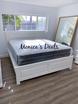 Cal King or King Solid Wood Bed With Mattress $700