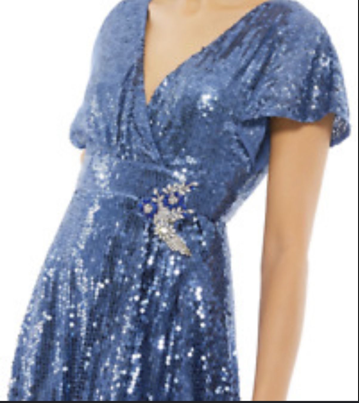 Size 12 MacDuggal Gown Blue Sequins Mother Of Bride