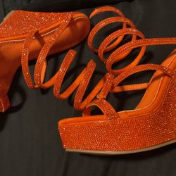orange wedge sexi heels