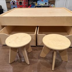 Premium Wooden Sodura Train Table with Two Drawers & Stools