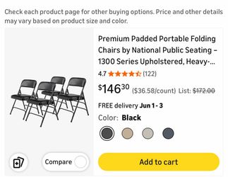 Premium padded, portable, folding chairs, black