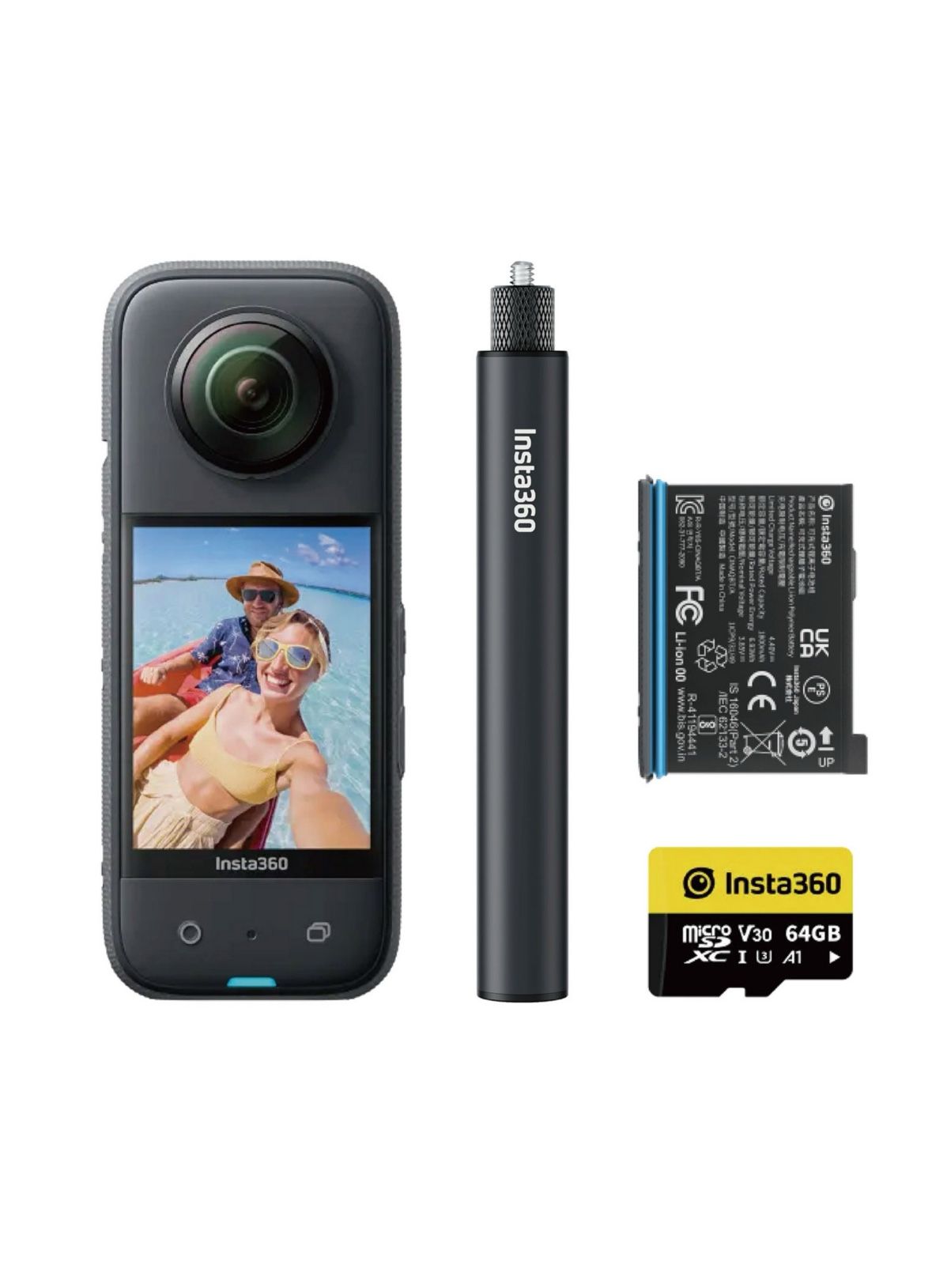 Insta360 X3 Action Cam Bundle With Selfie Stick And 64GB SD Card Brand New SEALED!