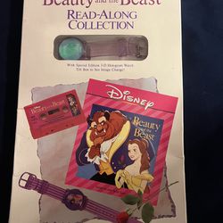 Vintage Disney Beauty and the Beast - Story Read Along & Cassette Tape w/ Hologram Watch NIB