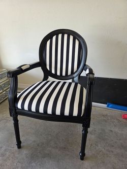 French Style Accent Chair Black White Stripe