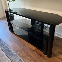 Black Glass TV Console table 
