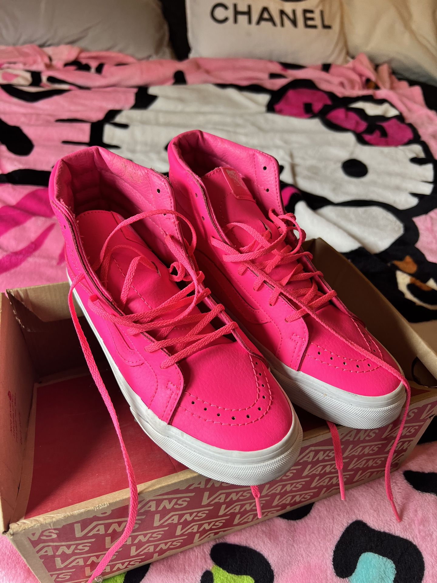 Hot Pink Leather Vans