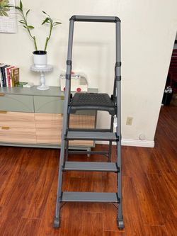 Heavy Duty 3-step folding step ladder with handrail / platform