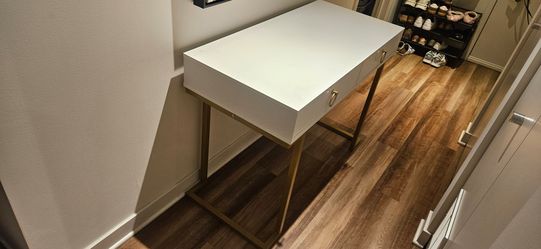 White Desk with Gold Legs