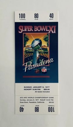 1977 Super Bowl XI (11) Replica Ticket