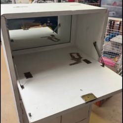 Vintage Solid Walnut Distressed Shabby Chic Mini Bar Cabinet