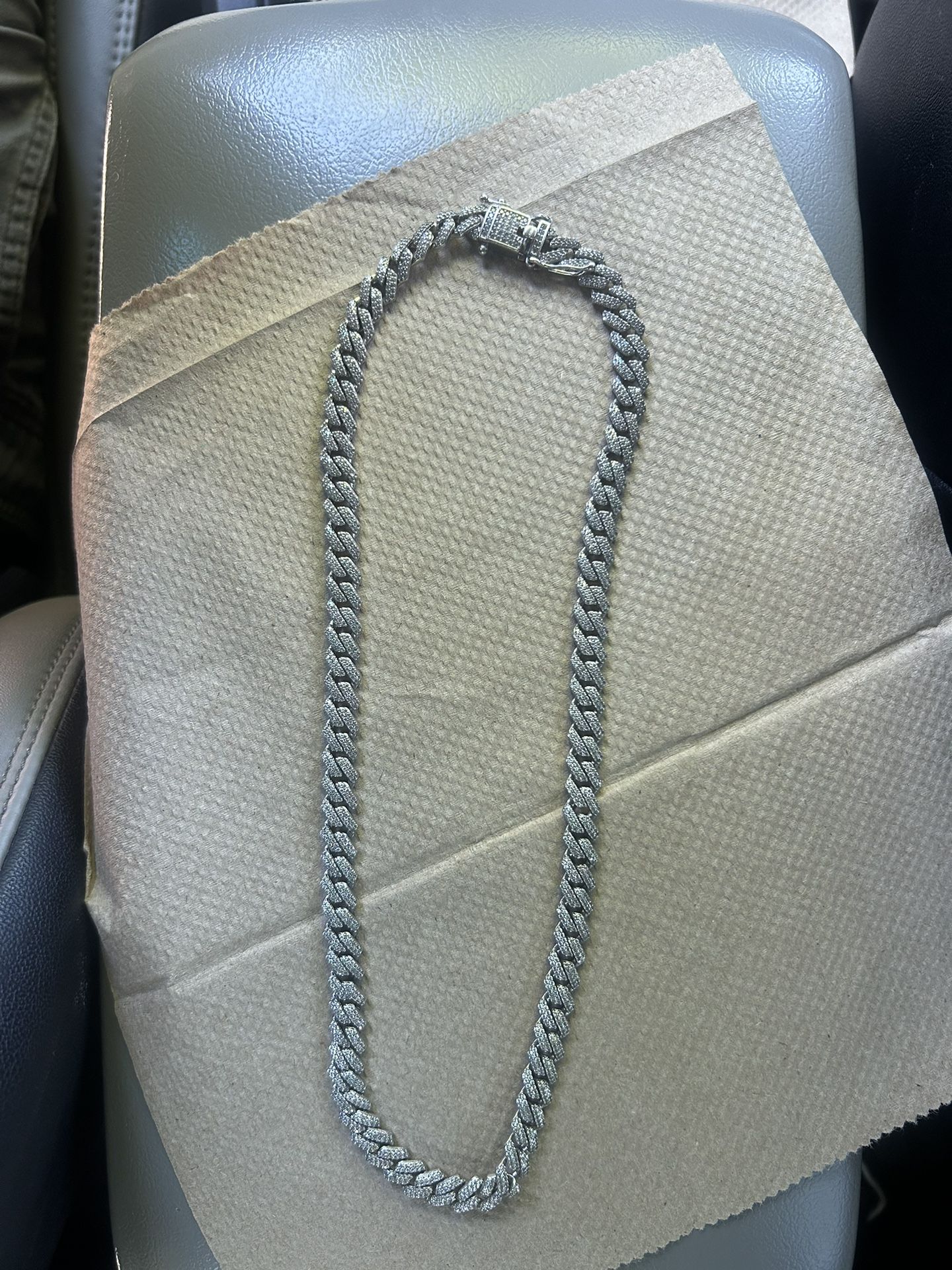 Diamond (cz) Cuban Link Chain / Silver .925 