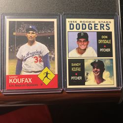 3—-Sandy Koufax Dodgers Baseball Cards