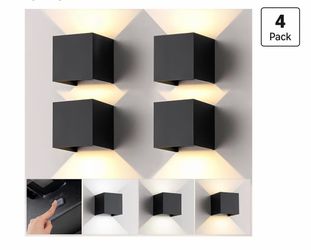 Elegant 4 Pack LED Outdoor Wall Sconces Exterior/Interior,Modern Black