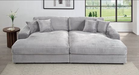 Brand New Grey Super Plush Double Chaise Sectional Sofa