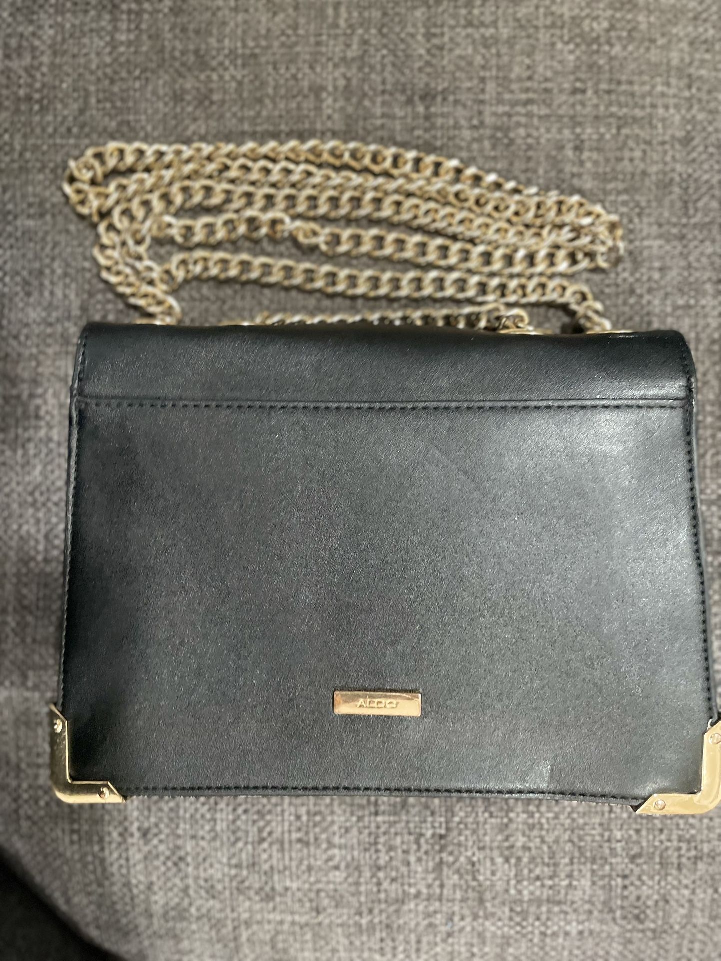 Aldo Black Leather Crossbody Evening Purse