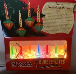 Vintage Noma Bubble Lites 08/98 Crystal Bubble Set With 7 Lites NOT AMAZON REPLICAS