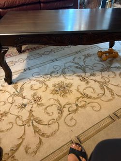 Dark Wood Carved End Tables Set of 3