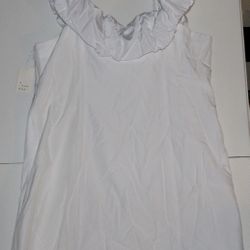 A New Day Women's Size 20 White Ruffle Flutter Sleeve Mini Dress NWT Spring Wear