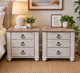 Farmhouse 3-Drawer Nightstand Set of 2