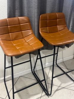 Brown Faux Leather Bar Stools, There are 3 pieces