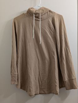 Beige Sweatshirt with Loose Turtleneck