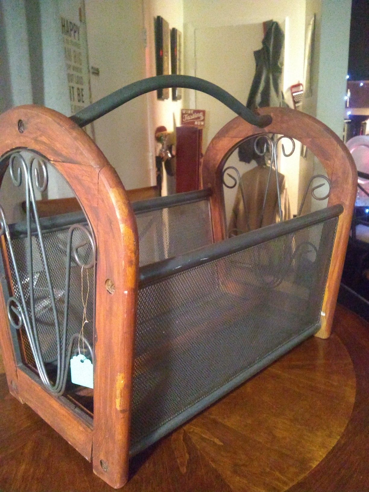 Cherry Wood and Metal Magazine/Newspaper Holder