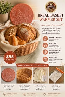 Terracotta Tales Bread Basket Warmer Set – New in Box