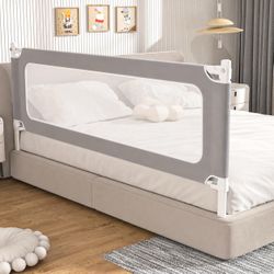 PurePapoose 60” Adjustable Toddler Bed Guard Rail Grey Metal Frame