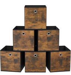 SONGMICS 13" Foldable Oxford Fabric Storage Cubes Bins w/ Handles Set of 6 - Brown