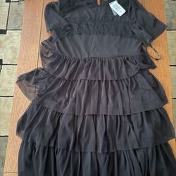 Black mesh tiered dress
