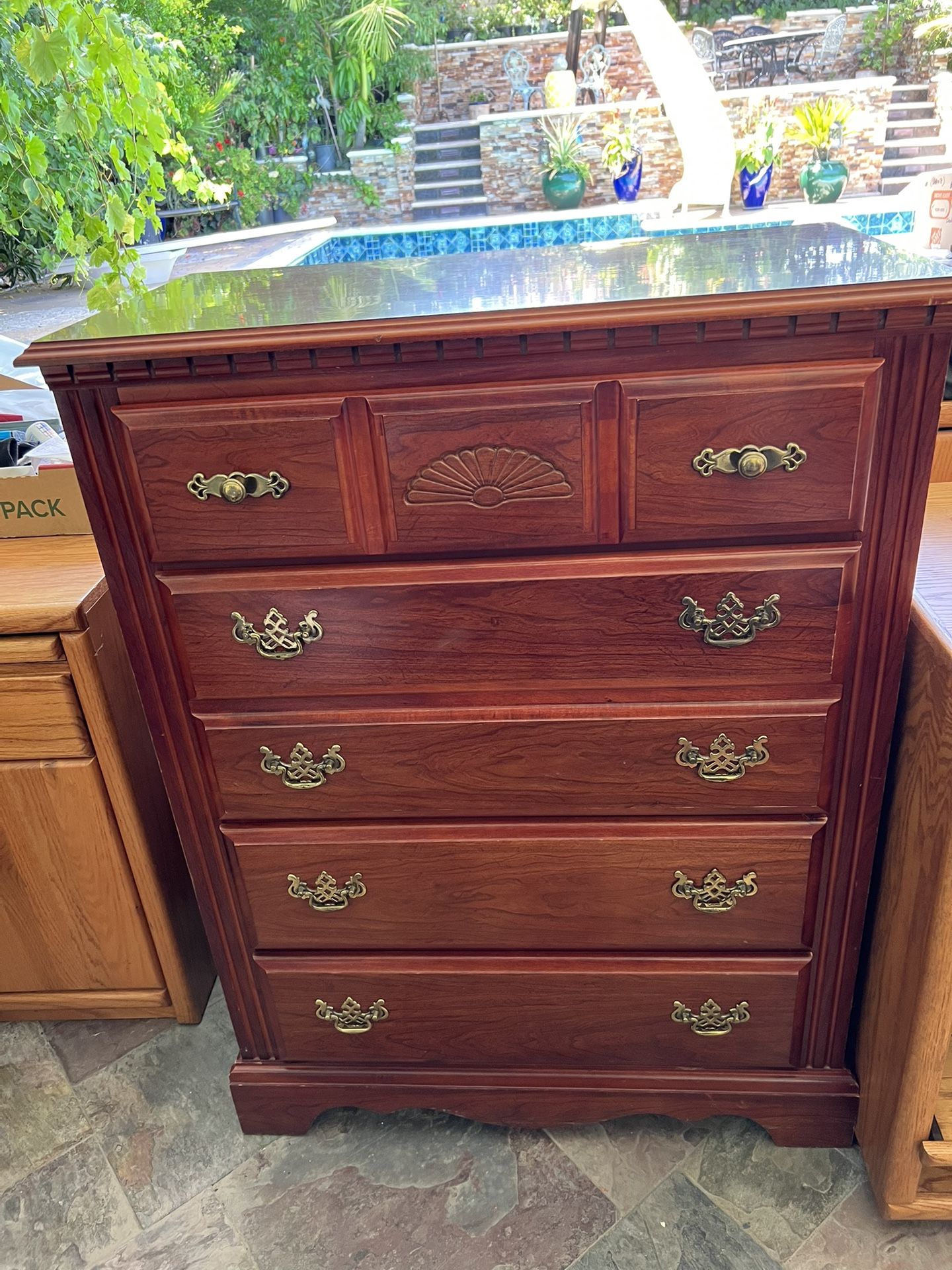 Vintage Mahogany 5-Drawer Chest – Matching Dresser Set