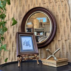 Boston Terrier Dog Art Solid Dark Wood Frame Gold Accent Earl Sherwan Signed Gallery Wall Portrait