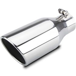 3" Exhaust Tip, 12" Inlet, 12" Outlet, Overall Length, Bolt-On, Polished Stainless Tailpipe
 