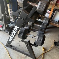 Dumbbell Rack with Rubber Dumbbells 