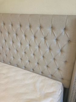 Tufted Upholstered Headboard with Nailhead Trim