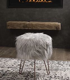 Pair Of Luxury Faux Fur Ottoman Stools 