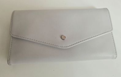 Grey faux-leather envelope wallet and clutch
