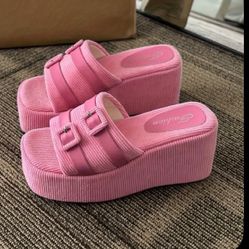 Pink Fur High Boot Heel